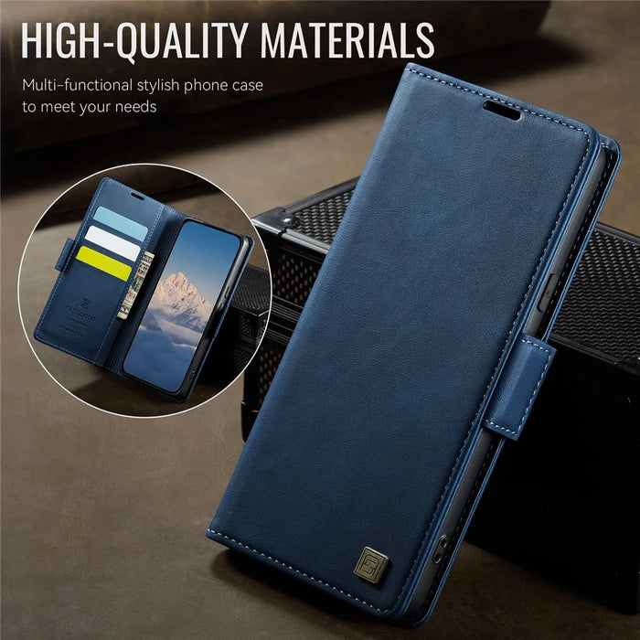 AUTSPACE For Google Pixel 8 Case  A11 RFID Blocking Retro Leather Cell Phone Wallet Cover - Blue - 3
