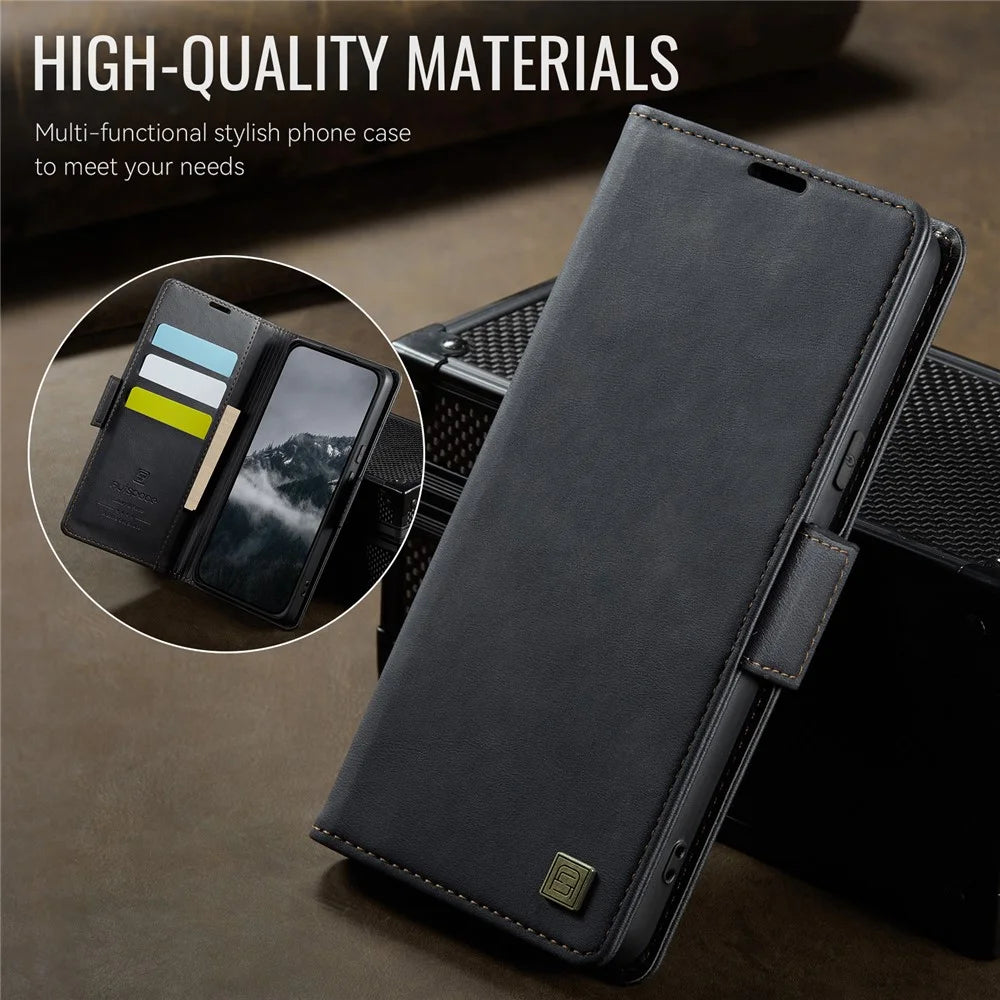 AUTSPACE For Google Pixel 8 Pro Case  A11 RFID Blocking Retro Leather Cell Phone Wallet Cover - Black - 3