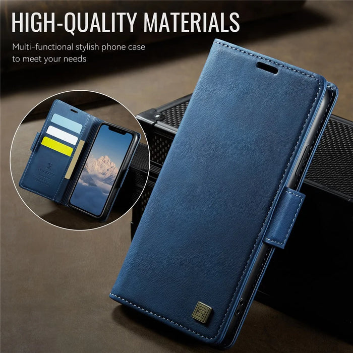 AUTSPACE For iPhone 11 Pro Max Case  A11 RFID Blocking Retro Leather Cell Phone Wallet Cover - Blue - 3