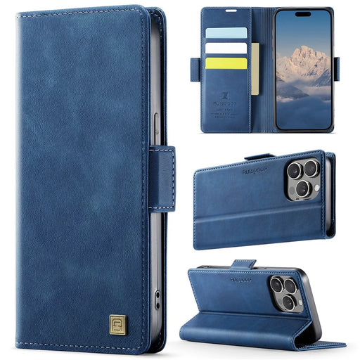 AUTSPACE For iPhone 13 Pro Max 6.7 inch Case  A11 RFID Blocking Retro Leather Cell Phone Wallet Cover - Blue - 2