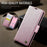 AUTSPACE For iPhone 14 Pro Max Case  A11 RFID Blocking Retro Leather Cell Phone Wallet Cover - Pink - 3