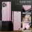 AUTSPACE For iPhone 14 Pro Max Case  A11 RFID Blocking Retro Leather Cell Phone Wallet Cover - Pink - 7