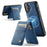 AUTSPACE For iPhone 16 Plus Case  A12 Leather Phone Case with Detachable Card Bag - Blue - 1