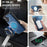 AUTSPACE For iPhone 16 Plus Case  A12 Leather Phone Case with Detachable Card Bag - Blue - 4