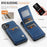 AUTSPACE For iPhone 16 Plus Case  A12 Leather Phone Case with Detachable Card Bag - Blue - 5
