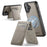 AUTSPACE For iPhone 16 Case  A12 Leather Phone Case with Detachable Card Bag - Grey - 1