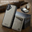 AUTSPACE For iPhone 16 Case  A12 Leather Phone Case with Detachable Card Bag - Grey - 3
