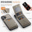 AUTSPACE For iPhone 16 Case  A12 Leather Phone Case with Detachable Card Bag - Grey - 5