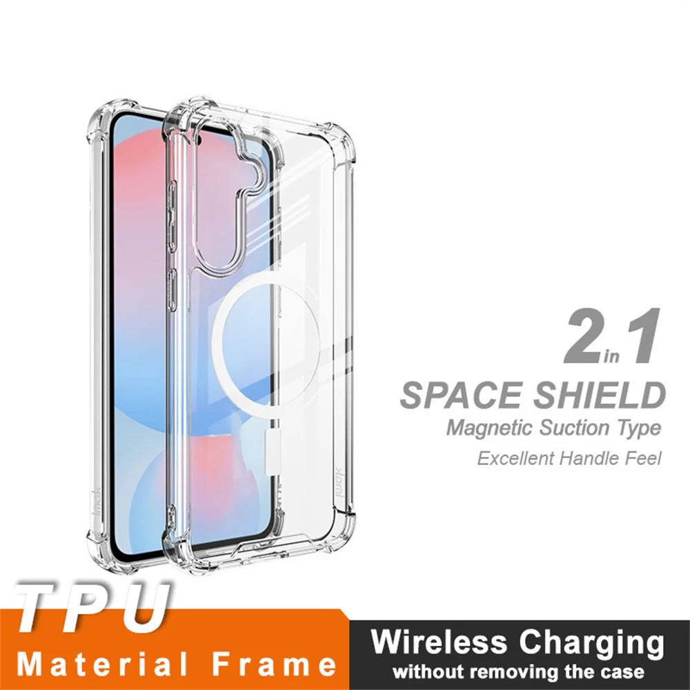 IMAK For Samsung Galaxy S25 Clear Magnetic Case Shockproof PC TPU Phone Cover - 3