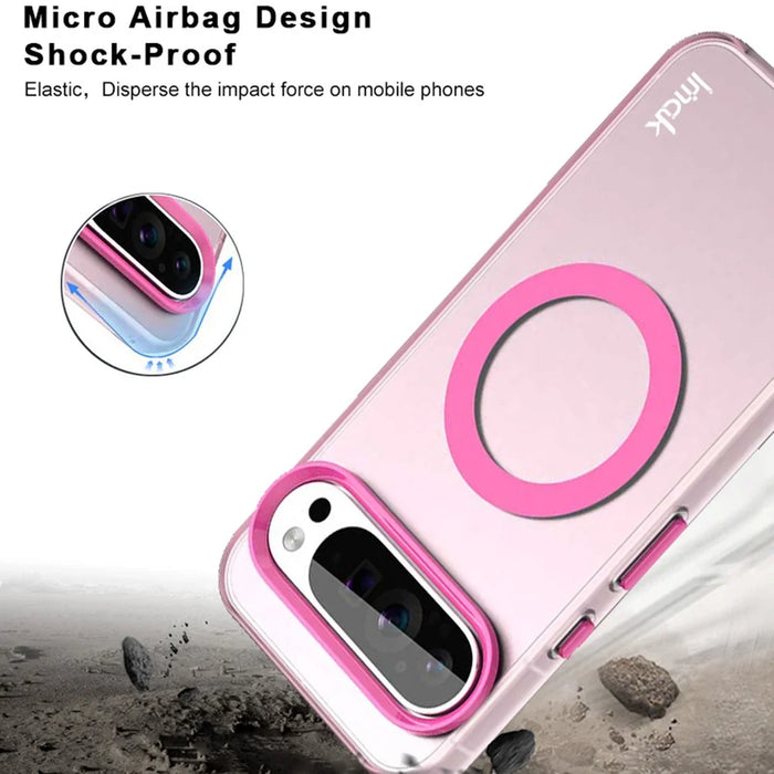 IMAK For Google Pixel 9 Pro  /  Pixel 9 Magnetic Case Candy Color Anti Drop TPU + PET Back Cover - Black - 4