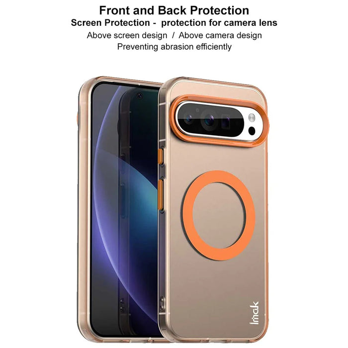 IMAK For Google Pixel 9 Pro  /  Pixel 9 Magnetic Case Candy Color Anti Drop TPU + PET Back Cover - Black - 7