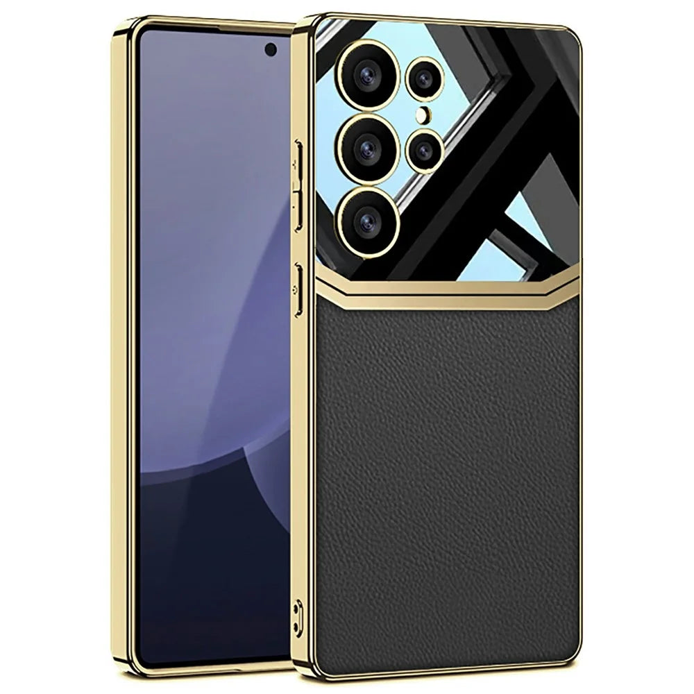 GKK For Samsung Galaxy S25 Ultra Case Electroplated TPU PC PU Phone Back Cover - Black - 1