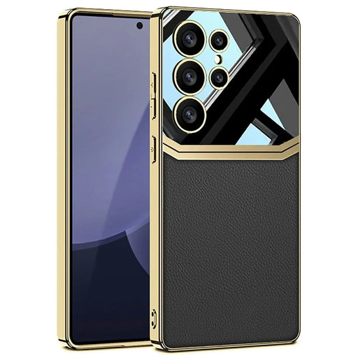 GKK For Samsung Galaxy S25 Ultra Case Electroplated TPU PC PU Phone Back Cover - Black - 1