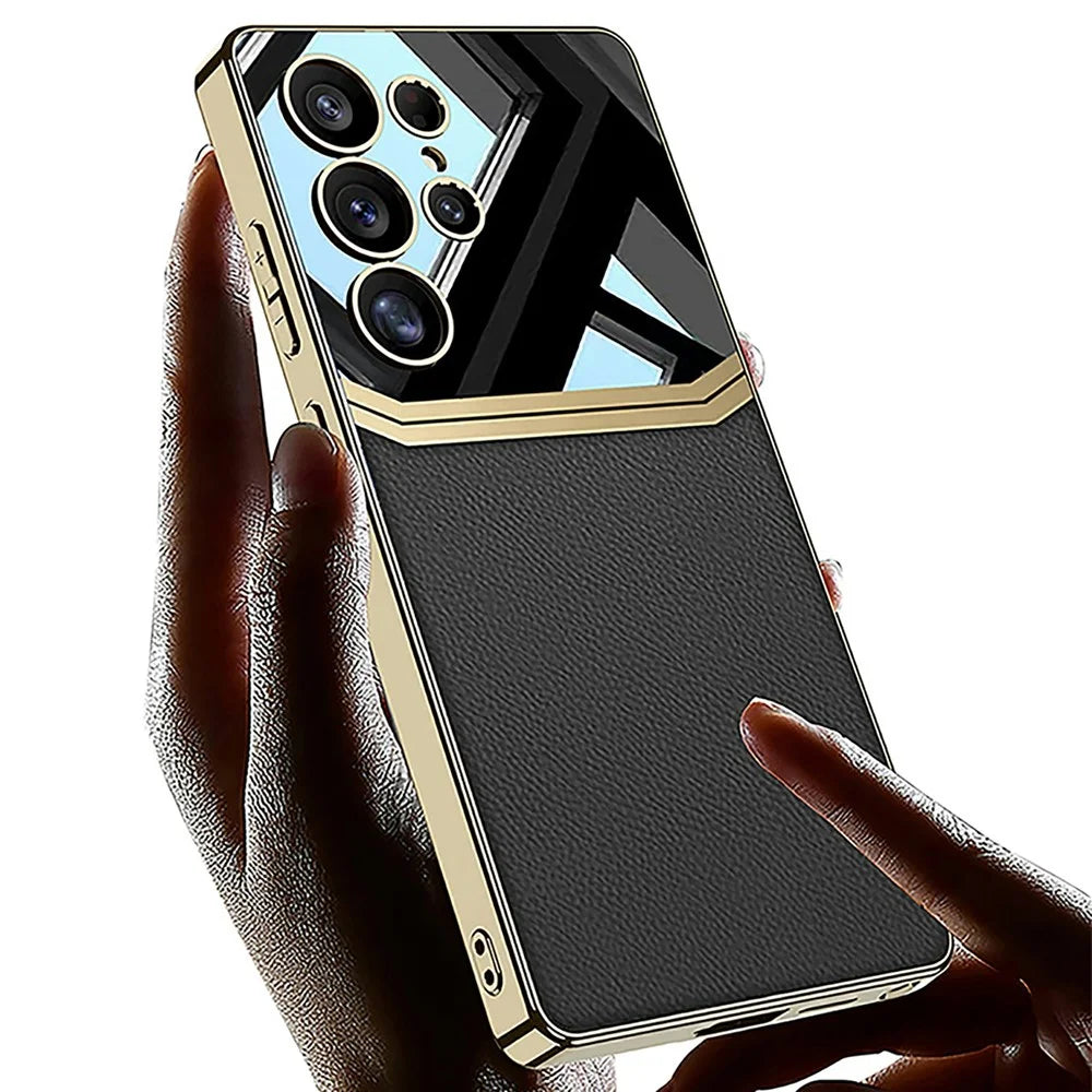 GKK For Samsung Galaxy S25 Ultra Case Electroplated TPU PC PU Phone Back Cover - Black - 4