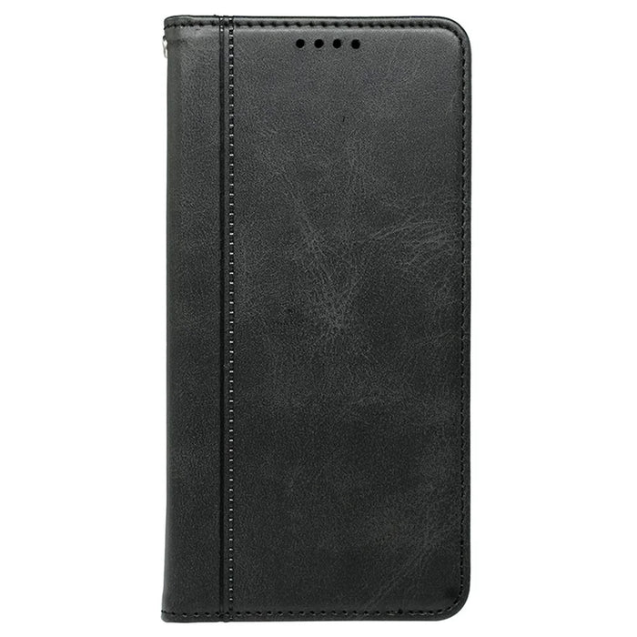 For OnePlus Ace 5 5G / Ace 5 Pro 5G Case Hidden Magnetic Closure Calf Texture Leather Phone Cover - Black - 5