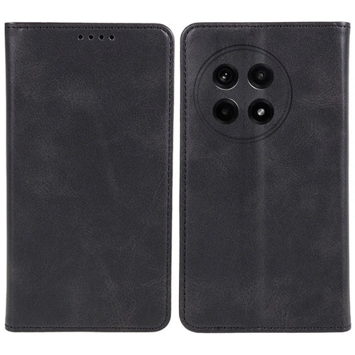 For OnePlus Ace 5 5G / Ace 5 Pro 5G Case Strong Magnetic PU Leather Phone Cover Calf Texture - Black - 1