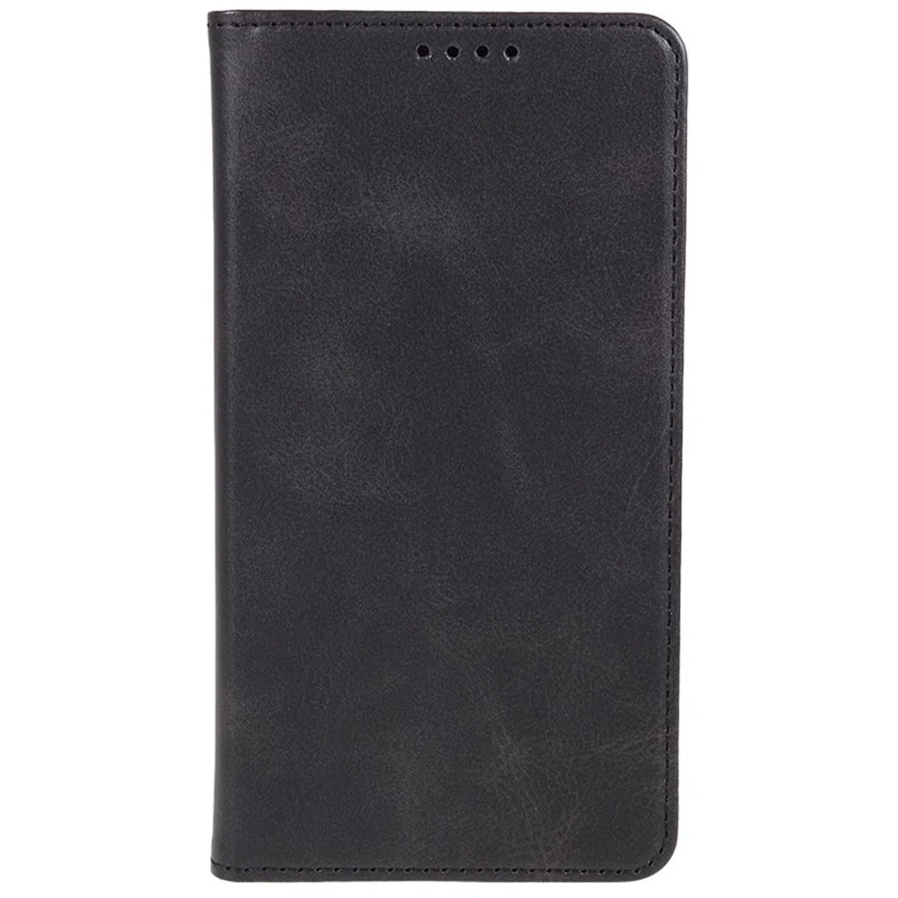 For OnePlus Ace 5 5G / Ace 5 Pro 5G Case Strong Magnetic PU Leather Phone Cover Calf Texture - Black - 6