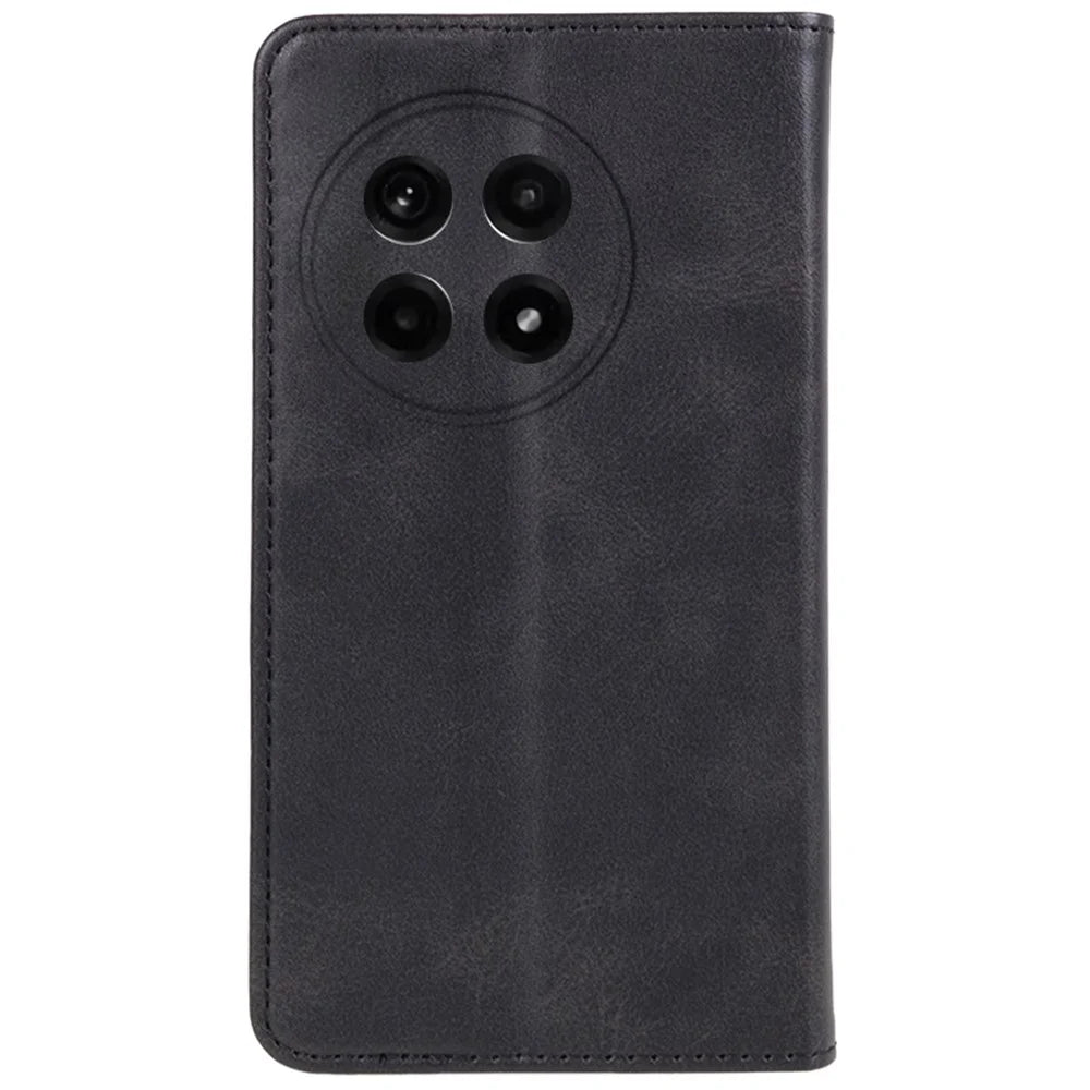 For OnePlus Ace 5 5G / Ace 5 Pro 5G Case Strong Magnetic PU Leather Phone Cover Calf Texture - Black - 7
