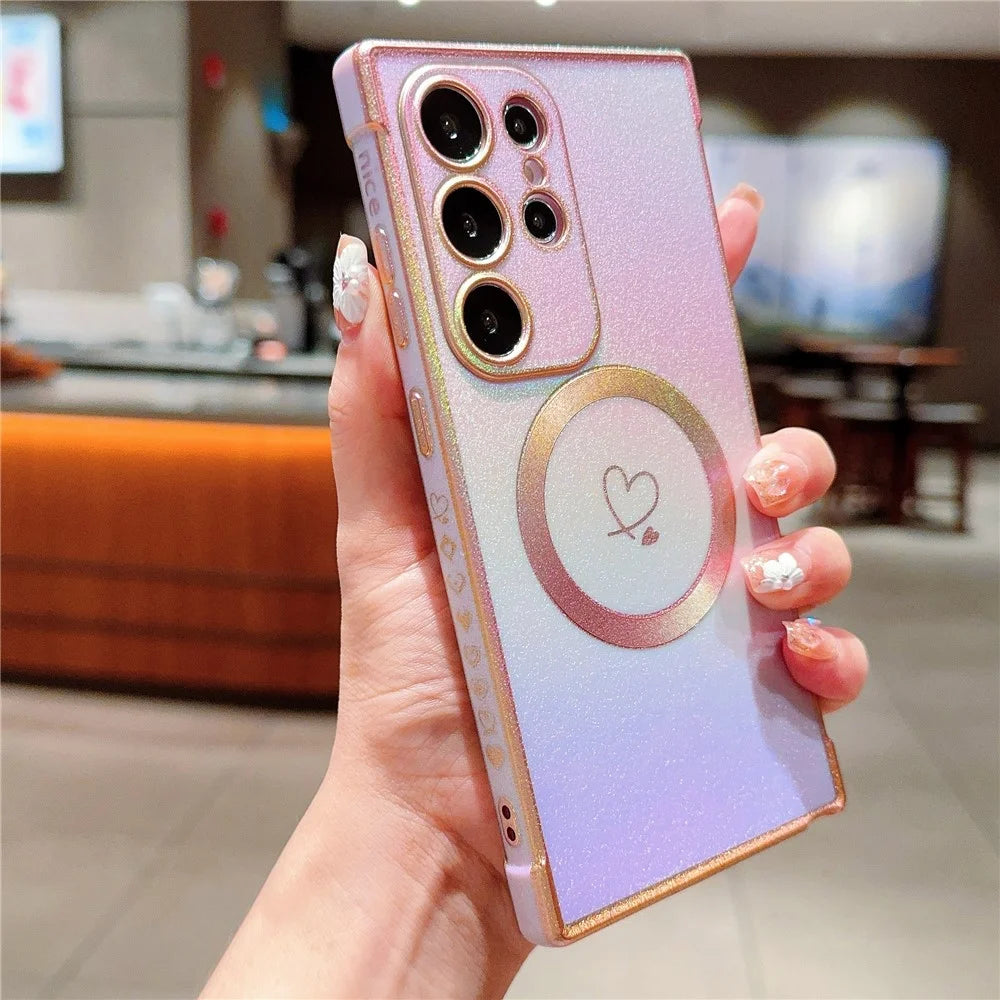 For Samsung Galaxy S25 Ultra Magnetic Case TPU Dazzling Color Electroplated Phone Back Cover - Purple - 2