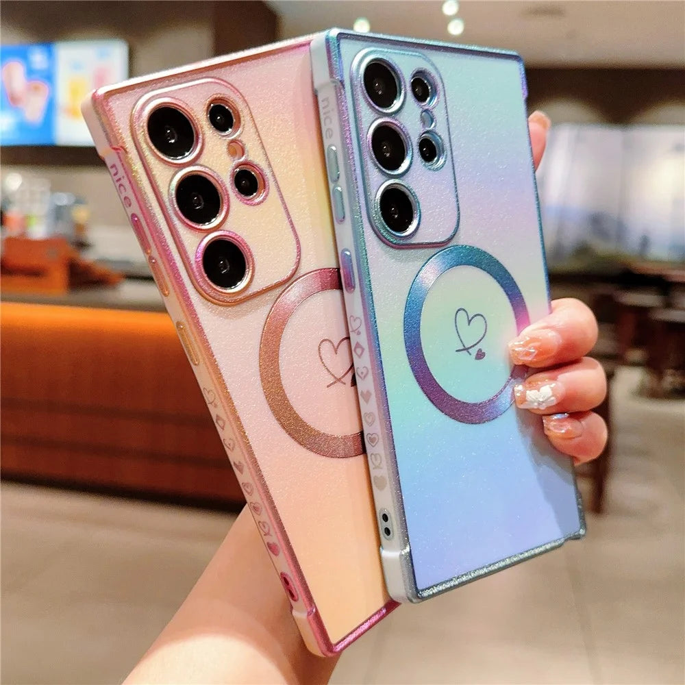 For Samsung Galaxy S25 Ultra Magnetic Case TPU Dazzling Color Electroplated Phone Back Cover - Purple - 4