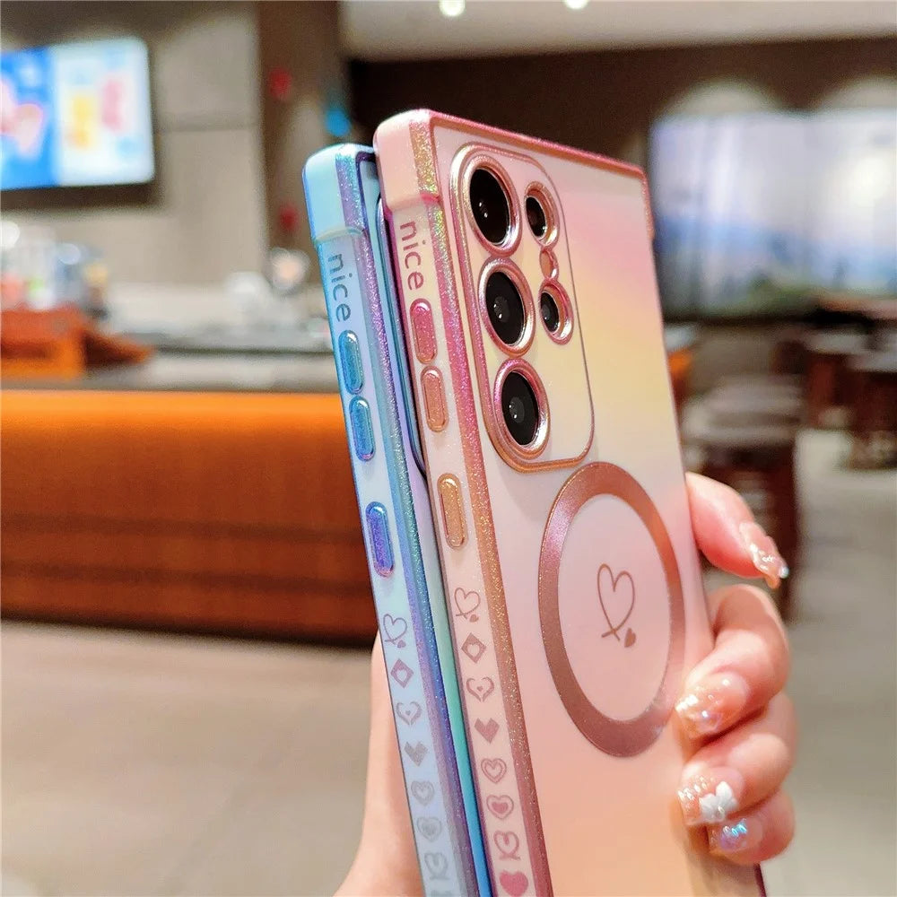 For Samsung Galaxy S25 Ultra Magnetic Case TPU Dazzling Color Electroplated Phone Back Cover - Purple - 6