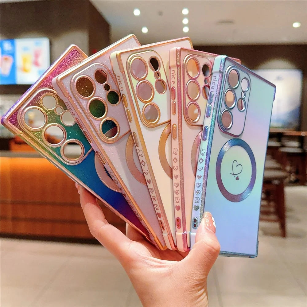 For Samsung Galaxy S25 Ultra Magnetic Case TPU Dazzling Color Electroplated Phone Back Cover - Purple - 7