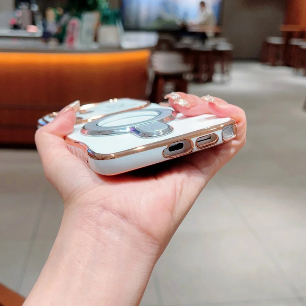 For Samsung Galaxy S24 Ultra Case with Kickstand TPU Phone Back Cover Curly Shape Love Heart - White - 4