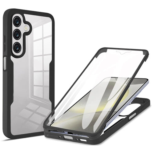 For Samsung Galaxy A26 5G Case Acrylic+TPU Clear Phone Cover with PET Screen Film - Black - 1