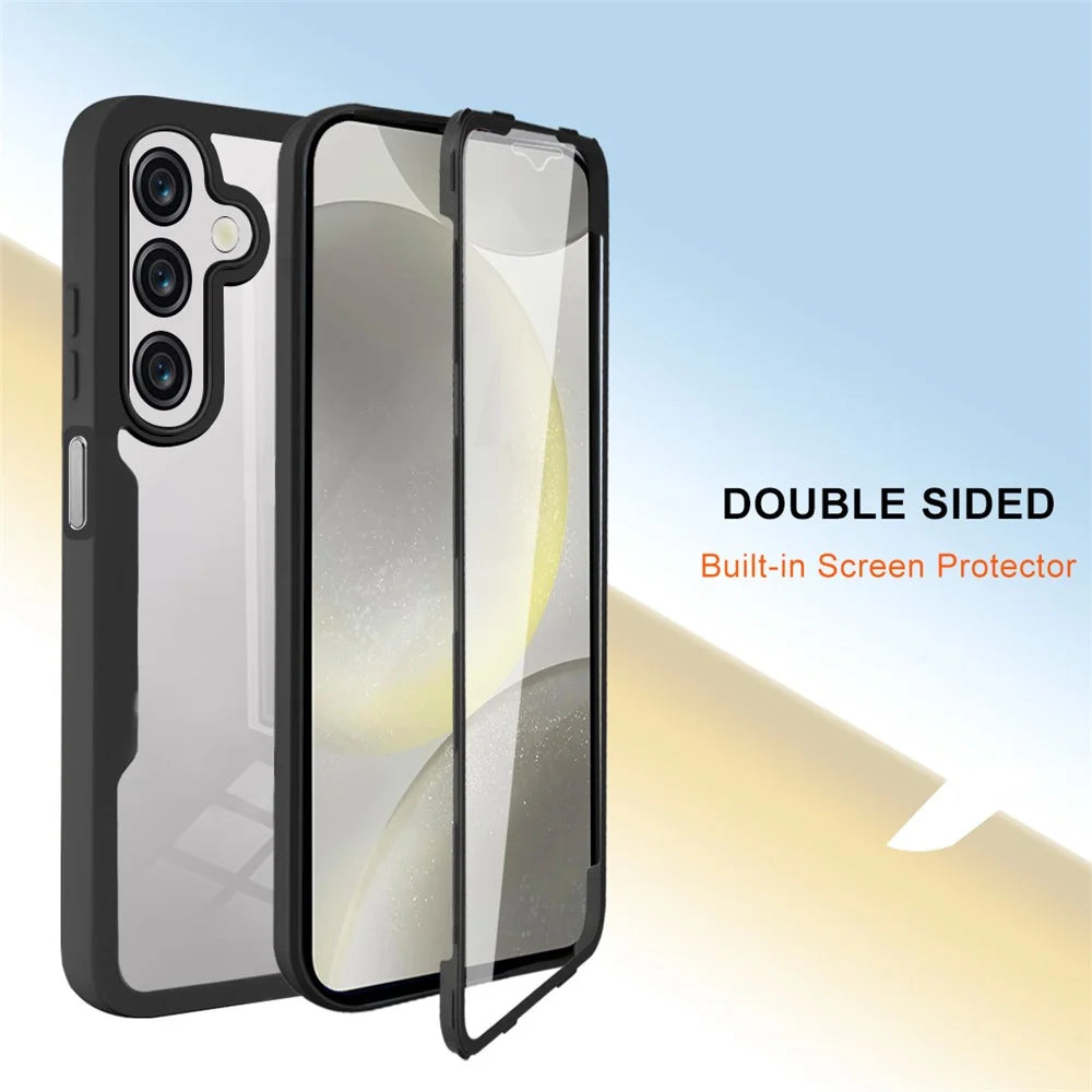 For Samsung Galaxy A26 5G Case Acrylic+TPU Clear Phone Cover with PET Screen Film - Black - 2