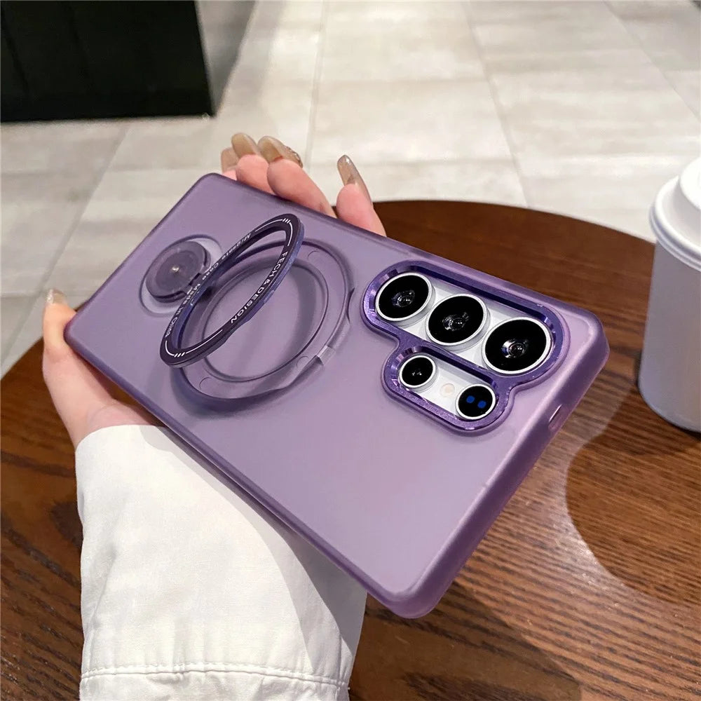 For Samsung Galaxy S25 Ultra Magnetic Case Kickstand TPU + PC Phone Back Cover - Purple - 2