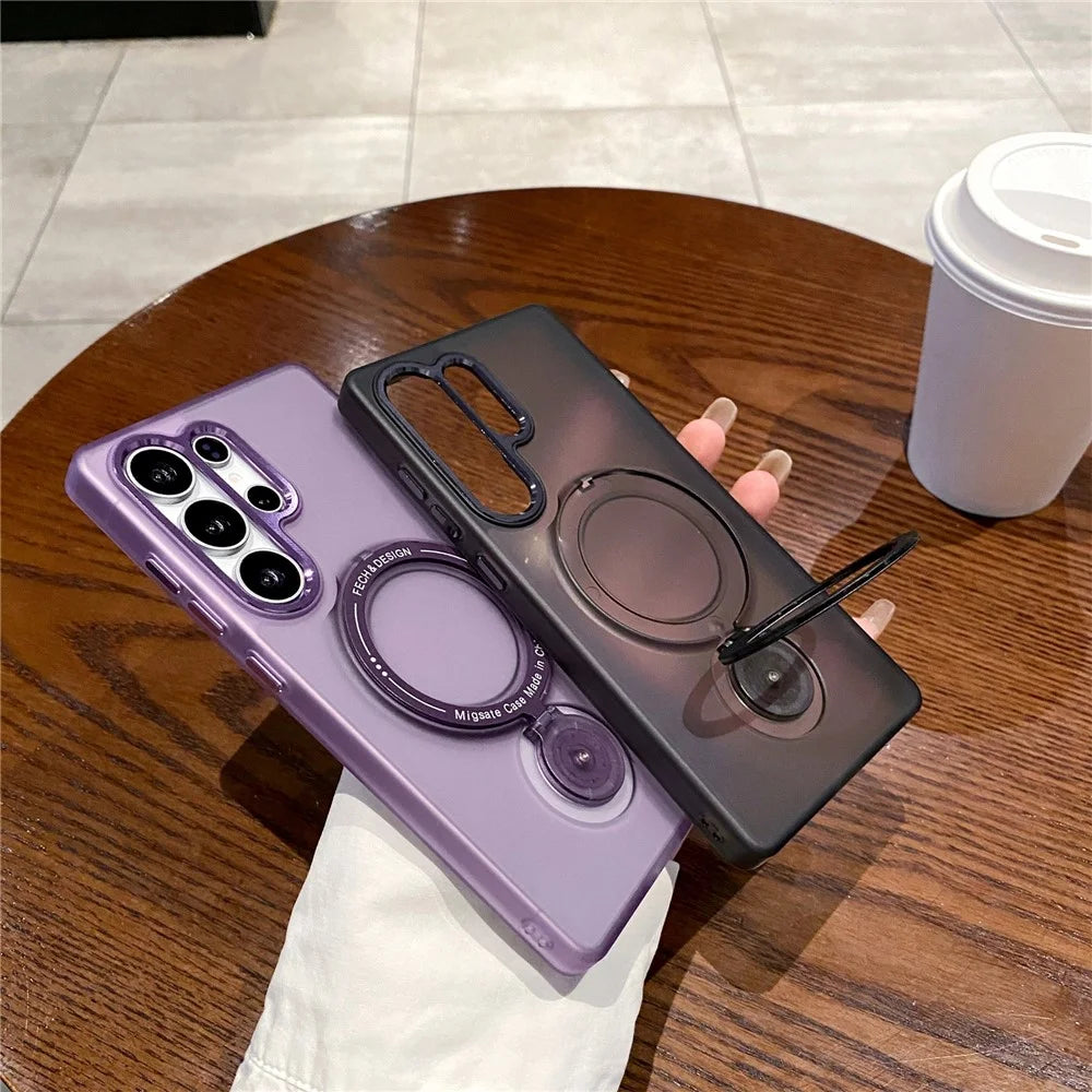For Samsung Galaxy S25 Ultra Magnetic Case Kickstand TPU + PC Phone Back Cover - Purple - 6