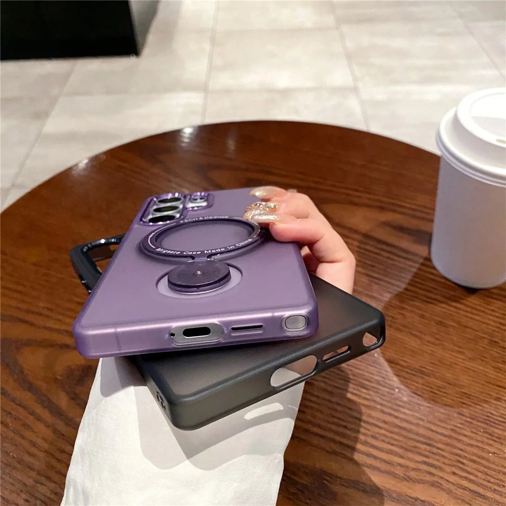For Samsung Galaxy S25 Ultra Magnetic Case Kickstand TPU + PC Phone Back Cover - Purple - 7