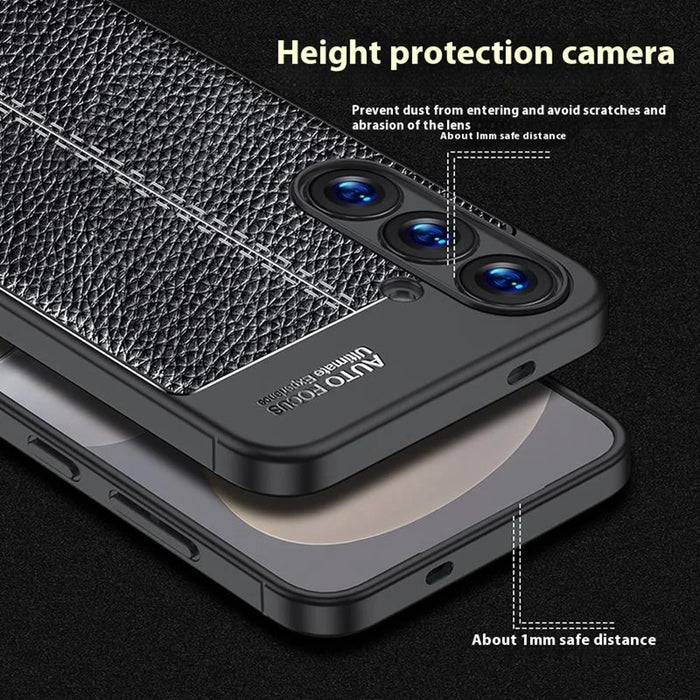 For Samsung Galaxy S25 Case Litchi Texture TPU Flexible Phone Cover, Black - 4