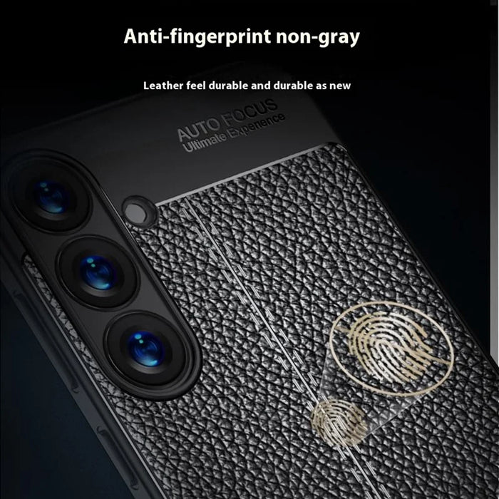 For Samsung Galaxy S25 Case Litchi Texture TPU Flexible Phone Cover, Black - 5