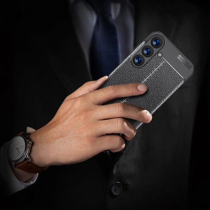 For Samsung Galaxy S25+ Case Litchi Texture TPU Flexible Phone Cover, Black - 2