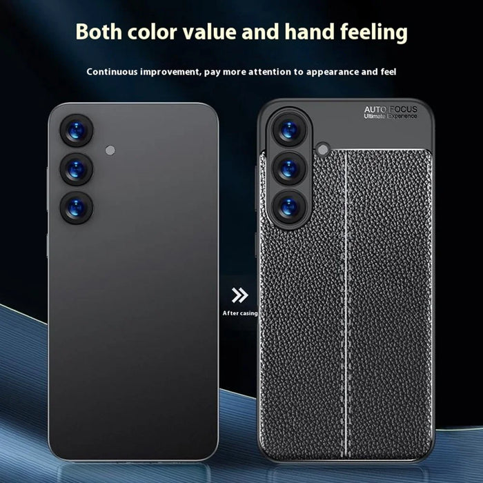 For Samsung Galaxy S25+ Case Litchi Texture TPU Flexible Phone Cover, Black - 3