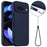 For Google Pixel 9 Magnetic Case Liquid Silicone Phone Cover with Lanyard - Dark Blue - 1