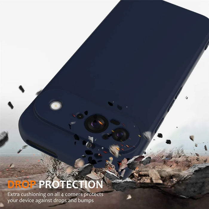 For Google Pixel 9 Magnetic Case Liquid Silicone Phone Cover with Lanyard - Dark Blue - 2