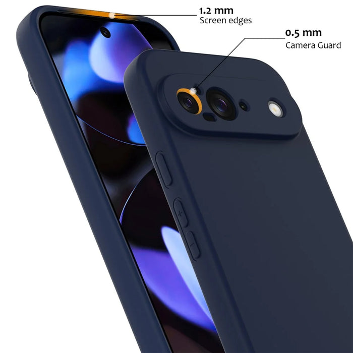 For Google Pixel 9 Magnetic Case Liquid Silicone Phone Cover with Lanyard - Dark Blue - 6