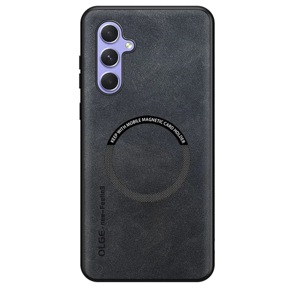 For Samsung Galaxy A35 5G Magnetic Case Anti Drop PC + TPU + PU Leather Back Cover - Black - 1