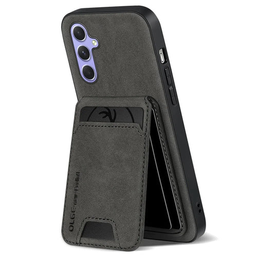 For Samsung Galaxy A16 5G  /  4G Case Card Holder Kickstand Anti Drop PC + TPU + PU Leather Back Cover - Black - 1