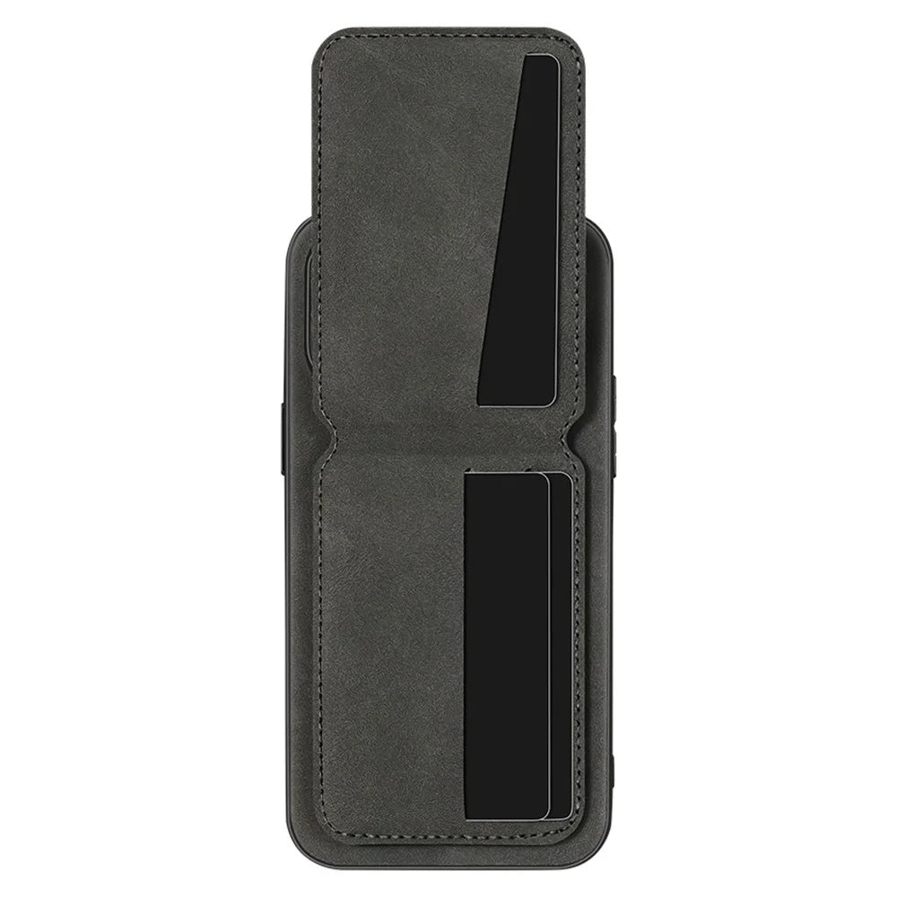 For Samsung Galaxy A55 5G Case Card Holder Kickstand Anti Drop PC + TPU + PU Leather Back Cover - Black - 2
