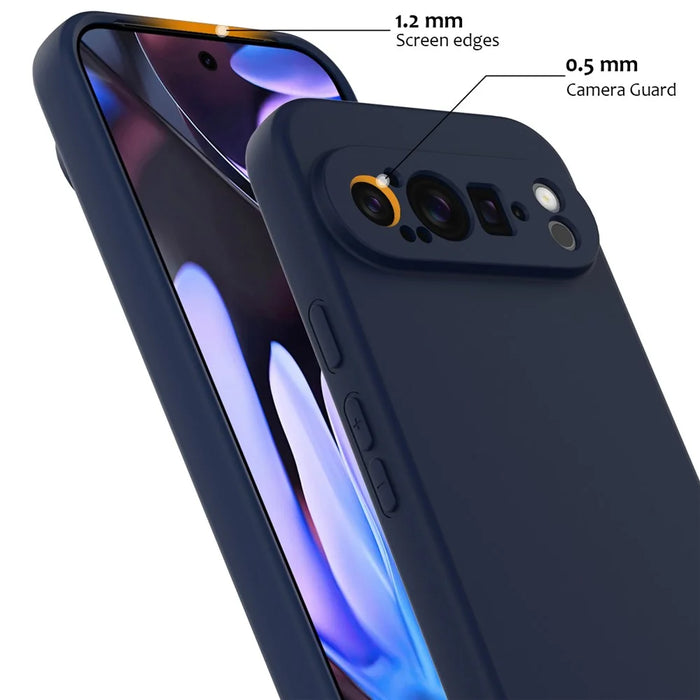 For Google Pixel 9 Pro Magnetic Case Liquid Silicone Phone Cover with Lanyard - Dark Blue - 7