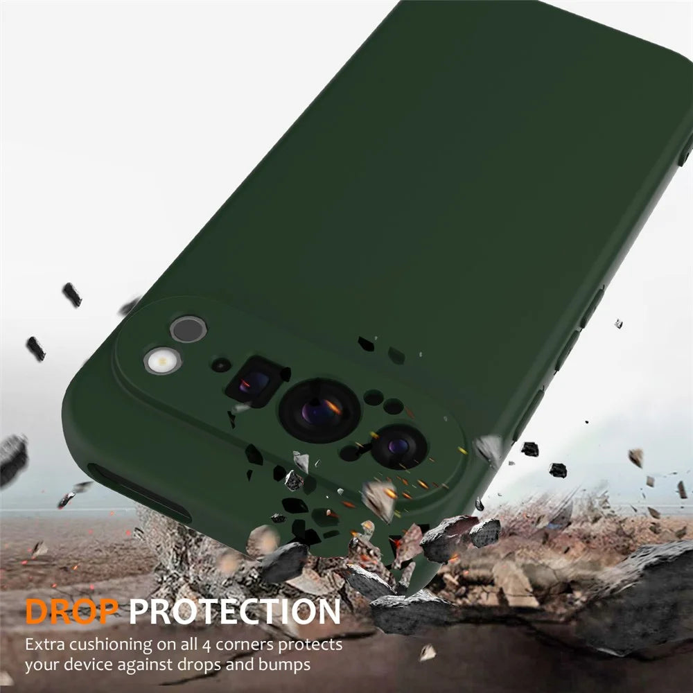 For Google Pixel 9 Pro XL Magnetic Case Liquid Silicone Phone Cover with Lanyard - Dark Green - 3