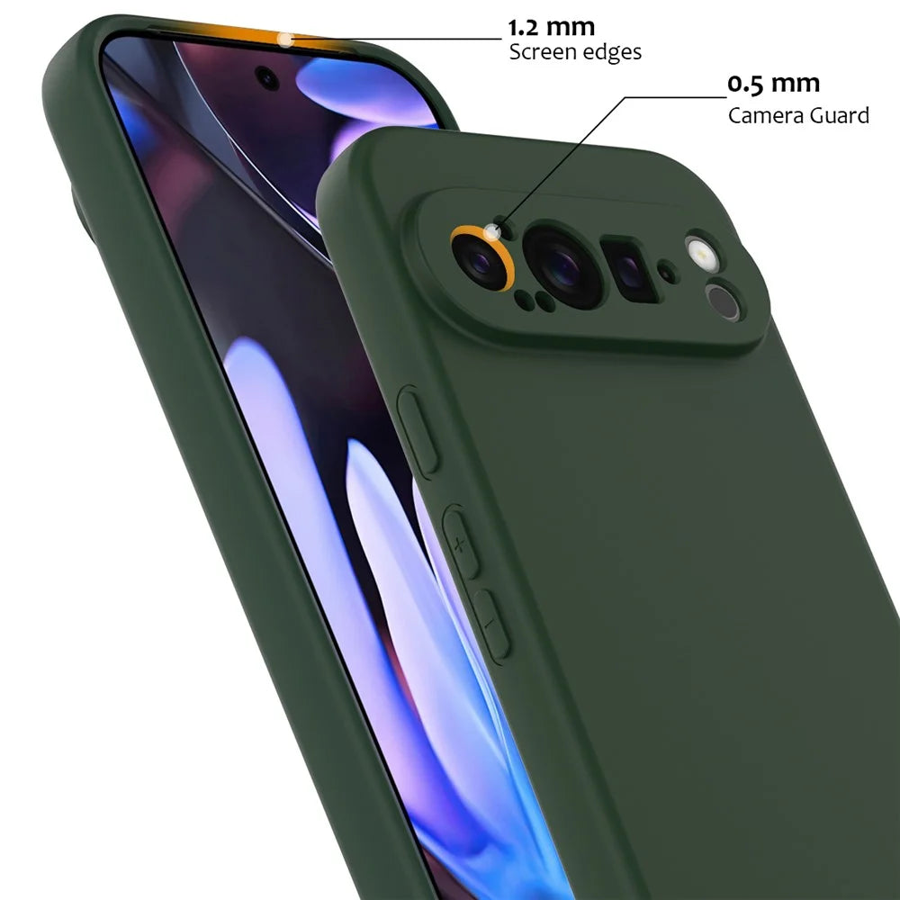 For Google Pixel 9 Pro XL Magnetic Case Liquid Silicone Phone Cover with Lanyard - Dark Green - 7
