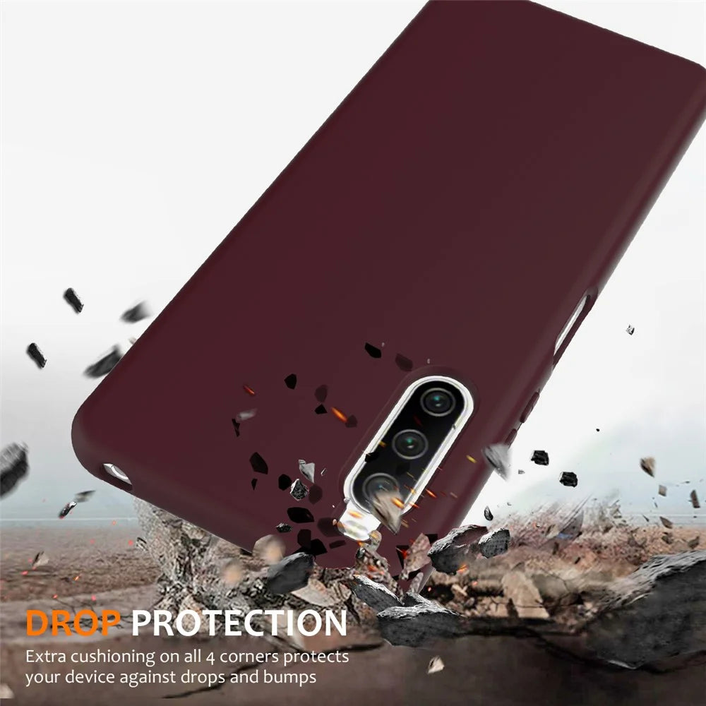 For Sony Xperia 10 IV 5G Magnetic Case Liquid Silicone Phone Cover with Lanyard - Wine Red - 3