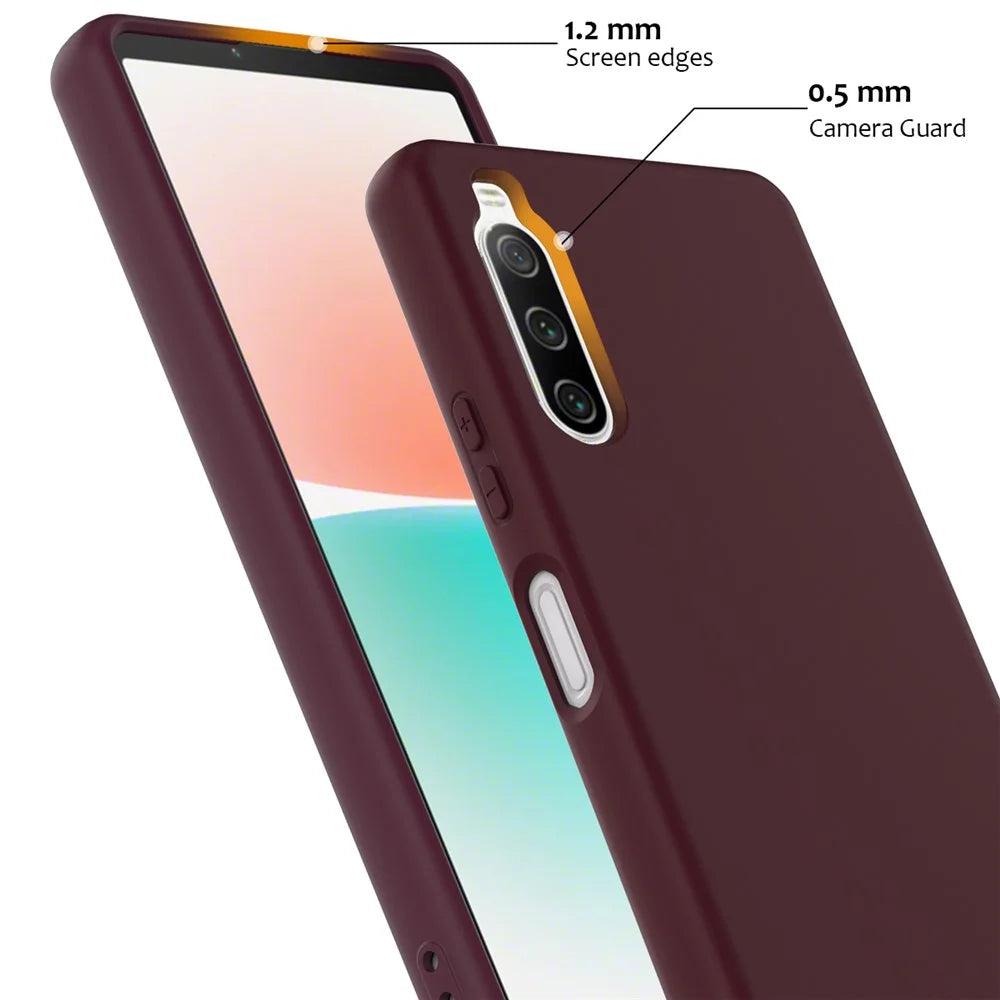 For Sony Xperia 10 IV 5G Magnetic Case Liquid Silicone Phone Cover with Lanyard - Wine Red - 7