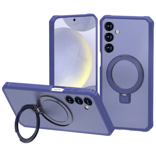 For Samsung Galaxy S24 FE Magnetic Case Kickstand TPU + PC Anti Drop Phone Cover - Dark Blue - 1
