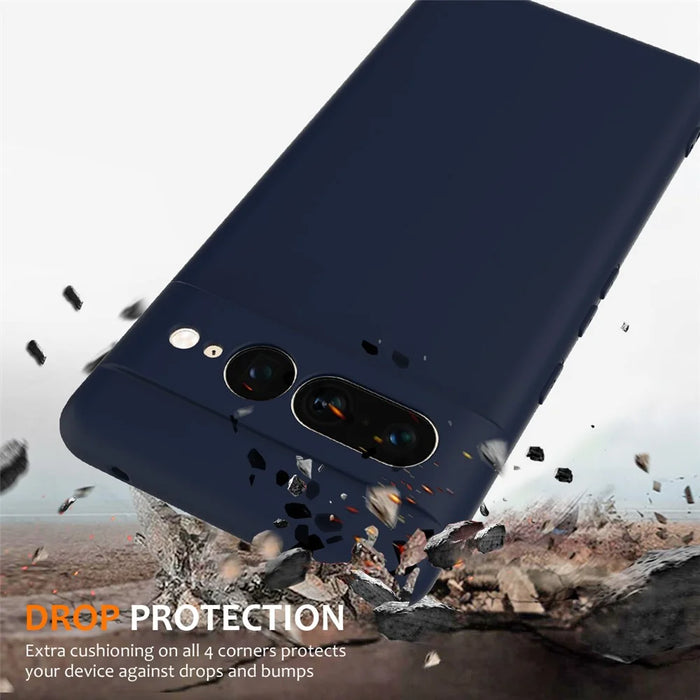 For Google Pixel 7 Pro 5G Magnetic Case Liquid Silicone Phone Cover with Lanyard - Dark Blue - 3