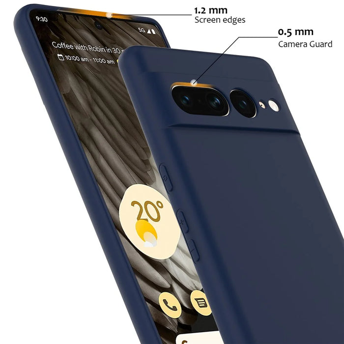 For Google Pixel 7 Pro 5G Magnetic Case Liquid Silicone Phone Cover with Lanyard - Dark Blue - 7